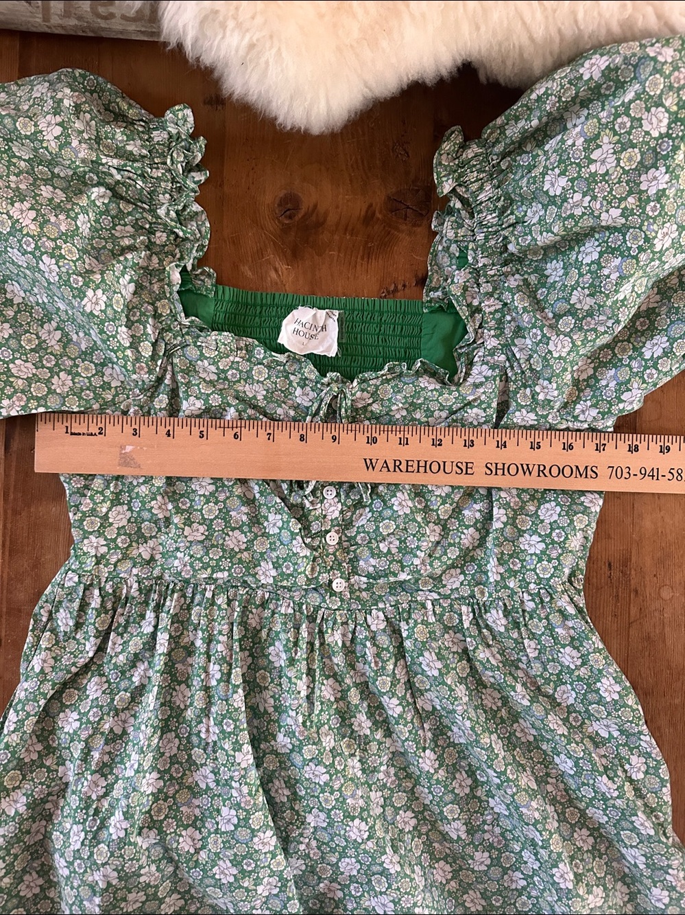 HYACYNTH HOUSE GREEN & WHITE DRESS LARGE - Picture 11 of 13